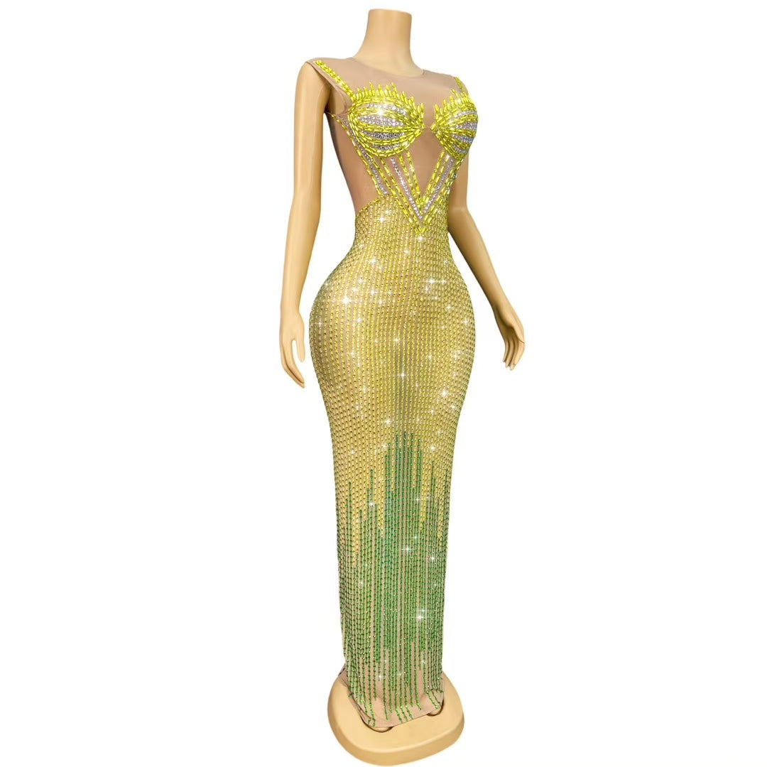CELESINYI Huangfeicui Crystal Fire Gown