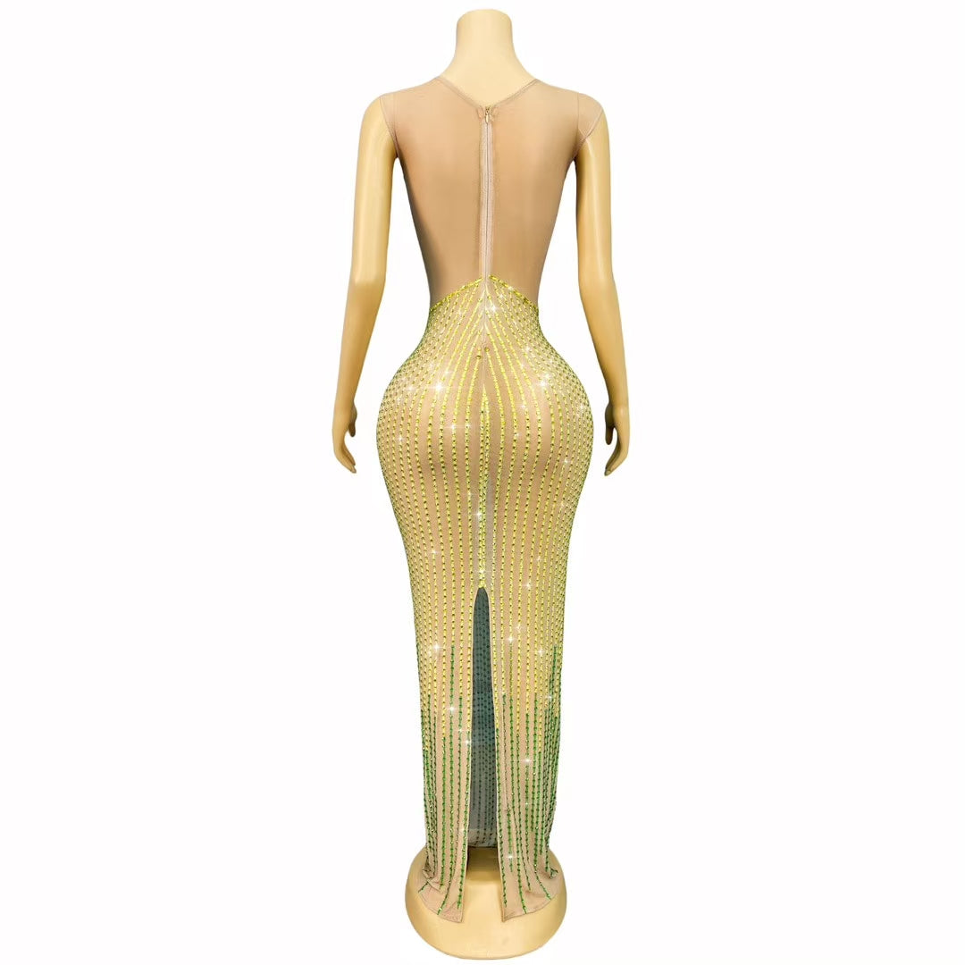 CELESINYI Huangfeicui Crystal Fire Gown
