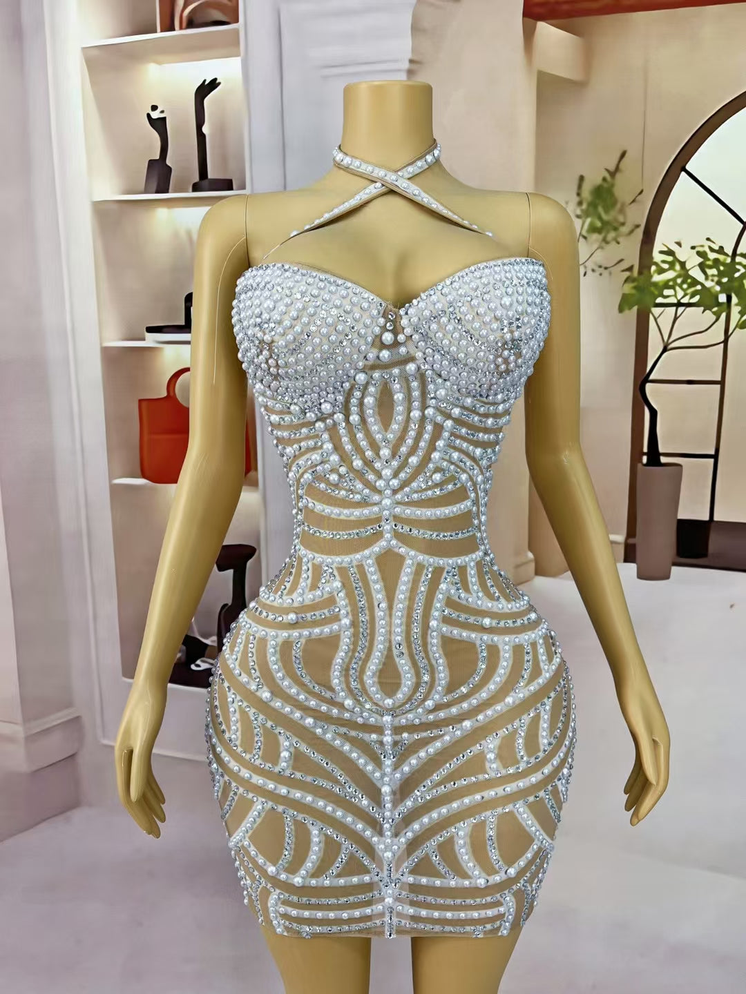 CELESINYI Yunxian Crystal Skin Pearl Gown