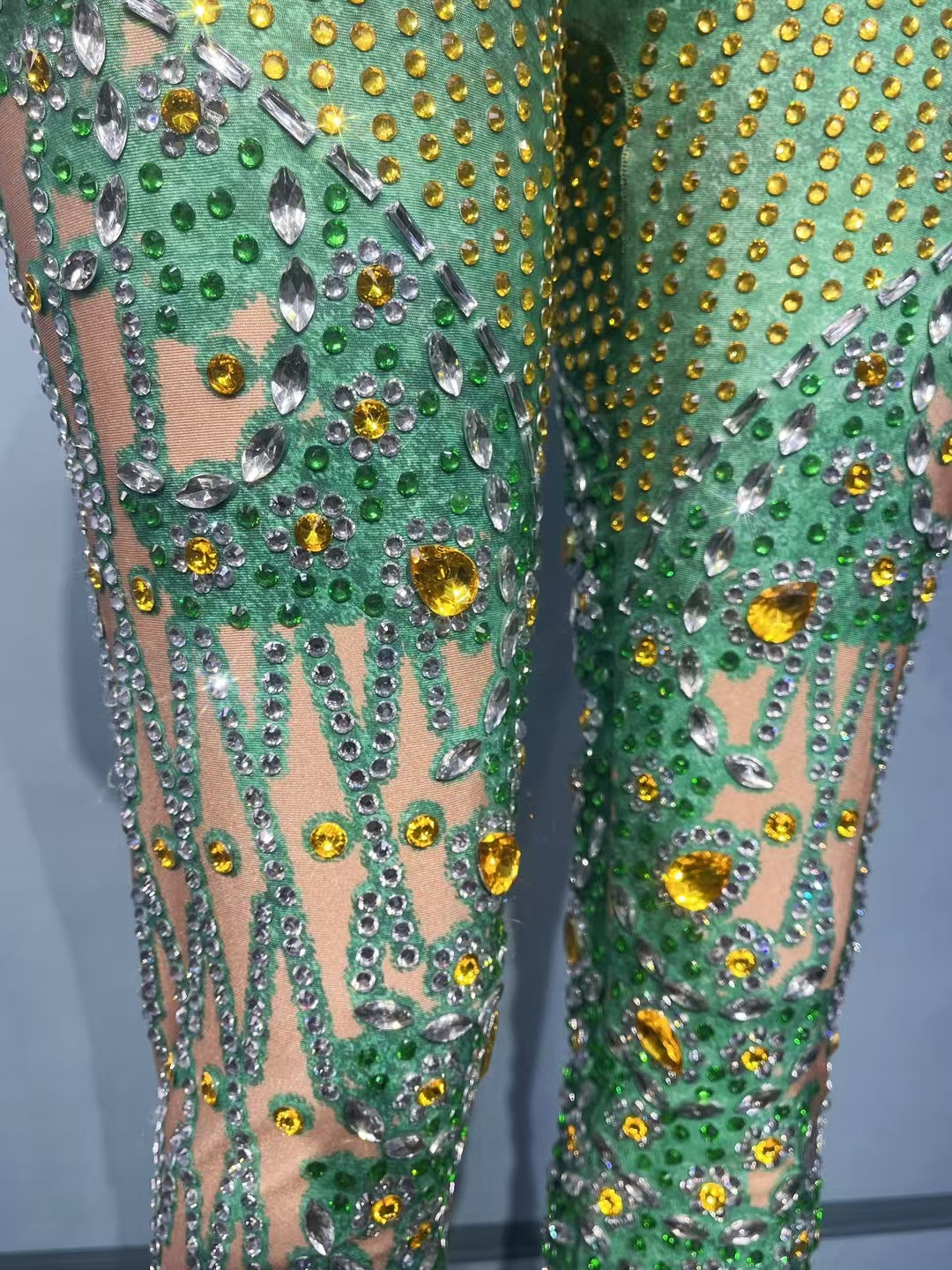 CELESINYI Lvyouyou Crystal Emerald Jumpsuit