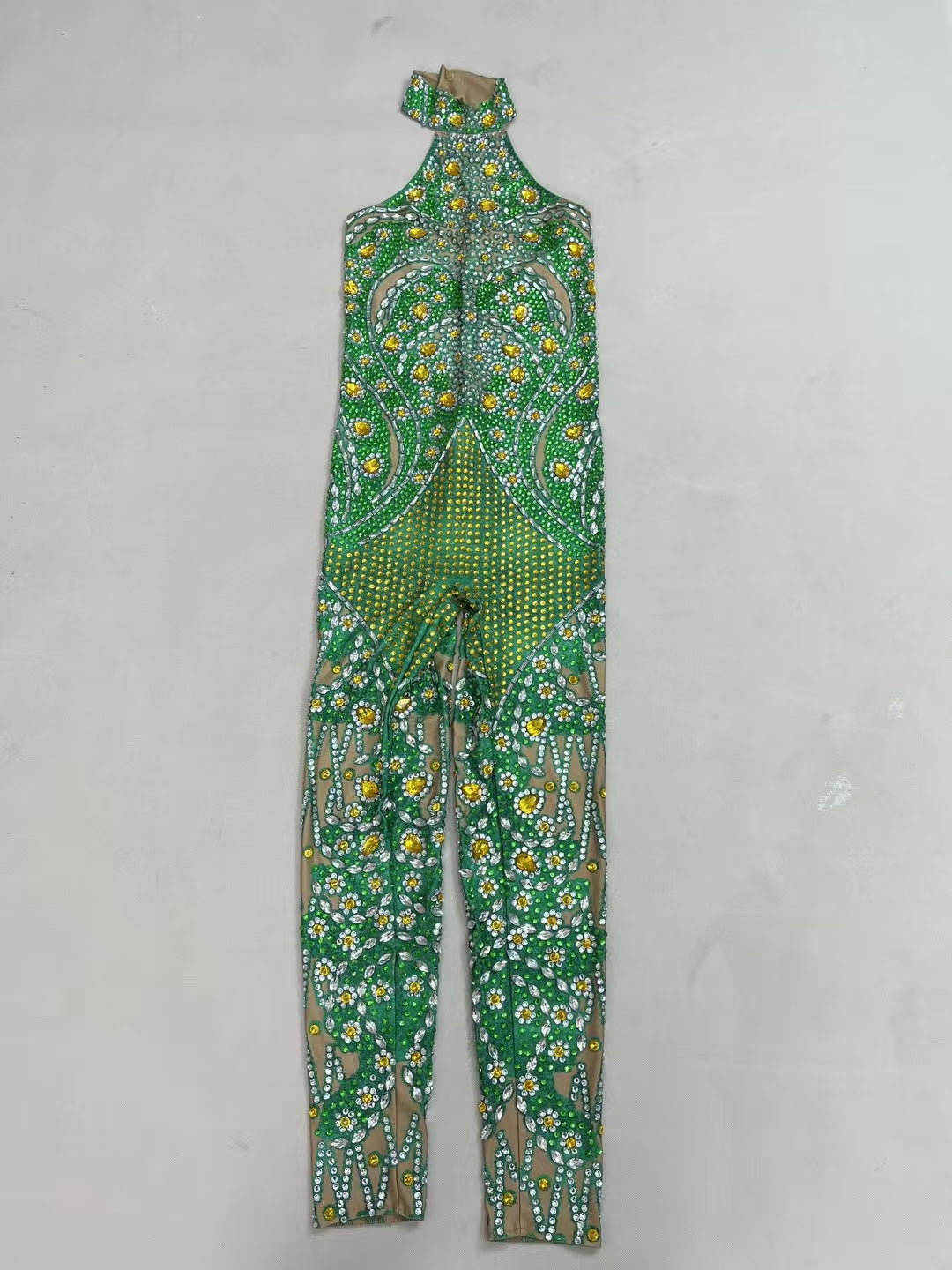 CELESINYI Lvyouyou Crystal Emerald Jumpsuit