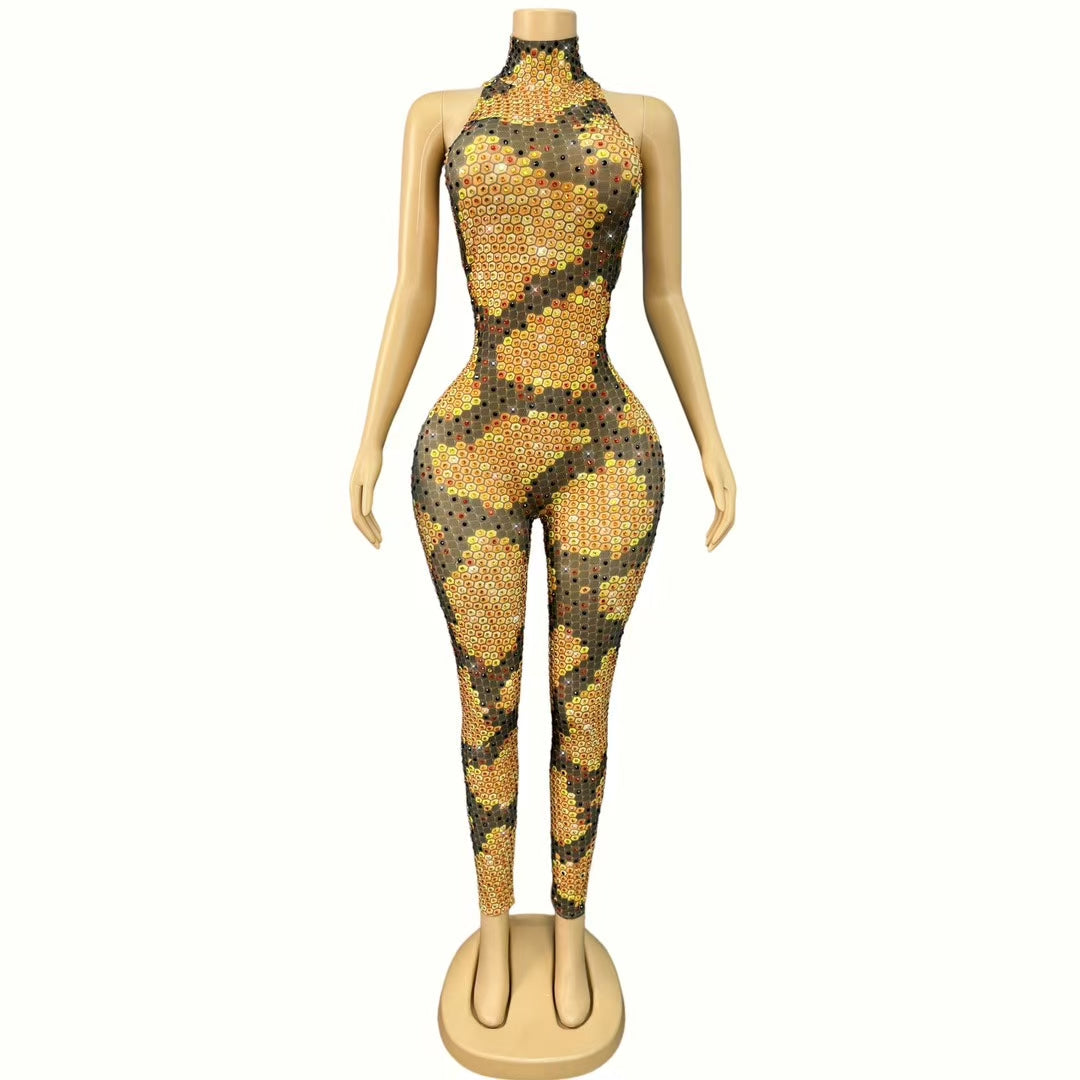 CELESINYI Tumangshe Crystal Python Jumpsuit