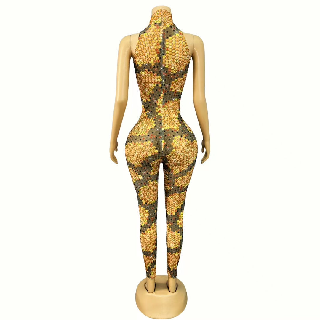 CELESINYI Tumangshe Crystal Python Jumpsuit