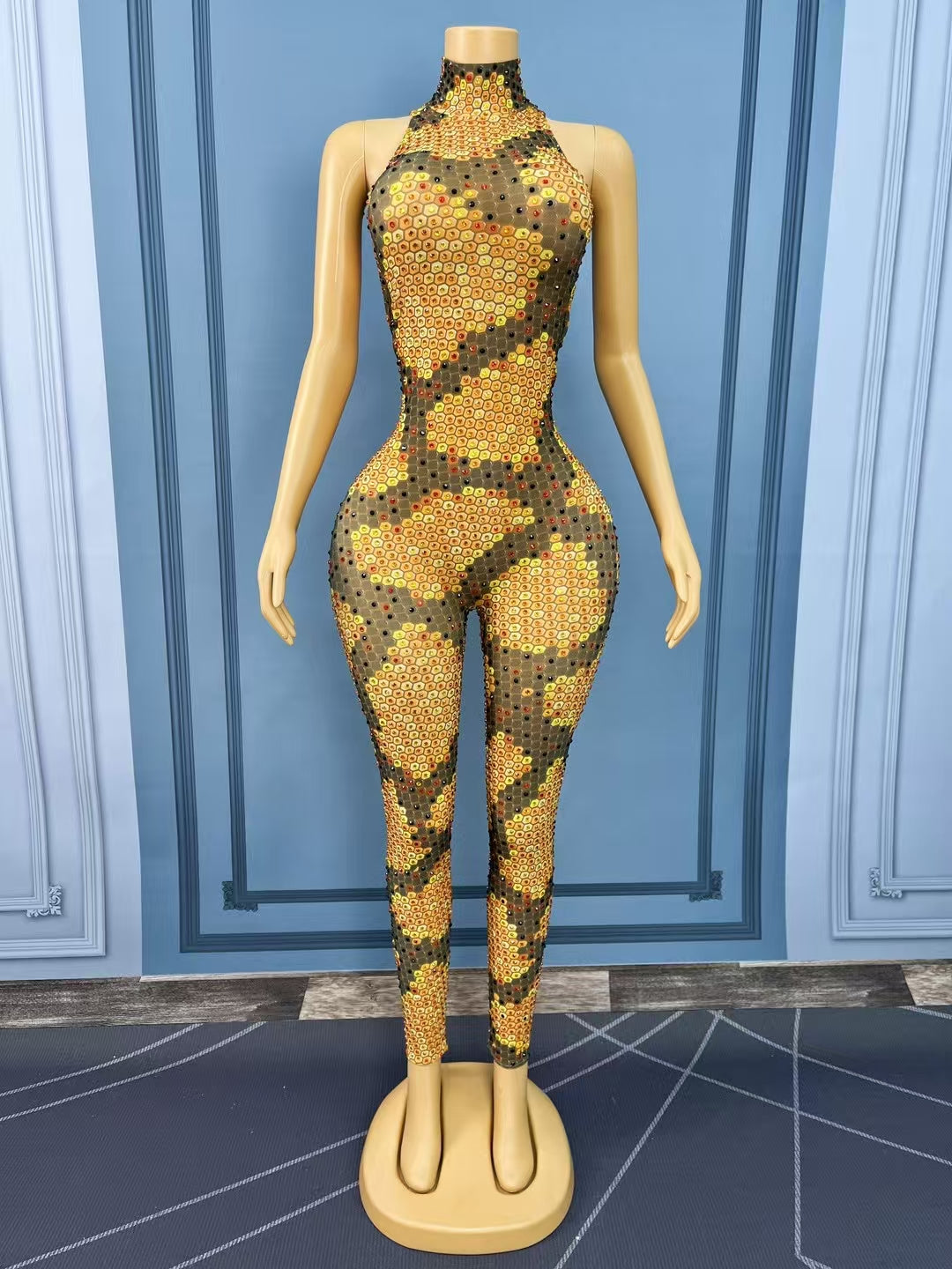 CELESINYI Tumangshe Crystal Python Jumpsuit