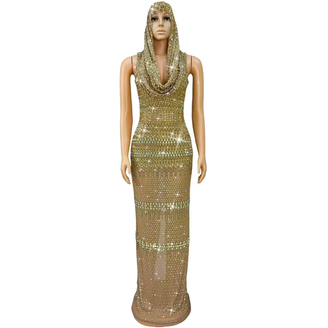 CELESINYI Maodou Crystal Hood Gown