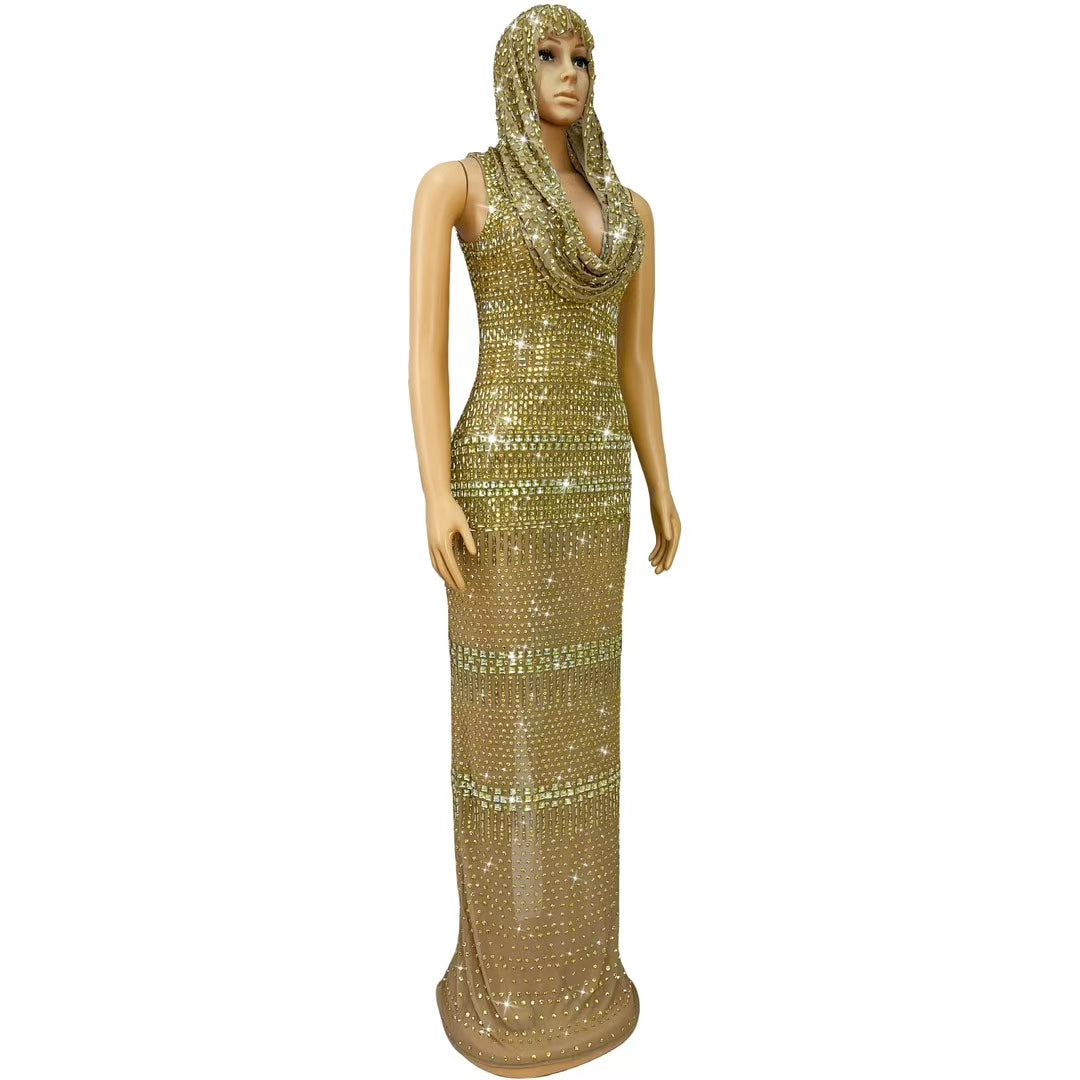 CELESINYI Maodou Crystal Hood Gown