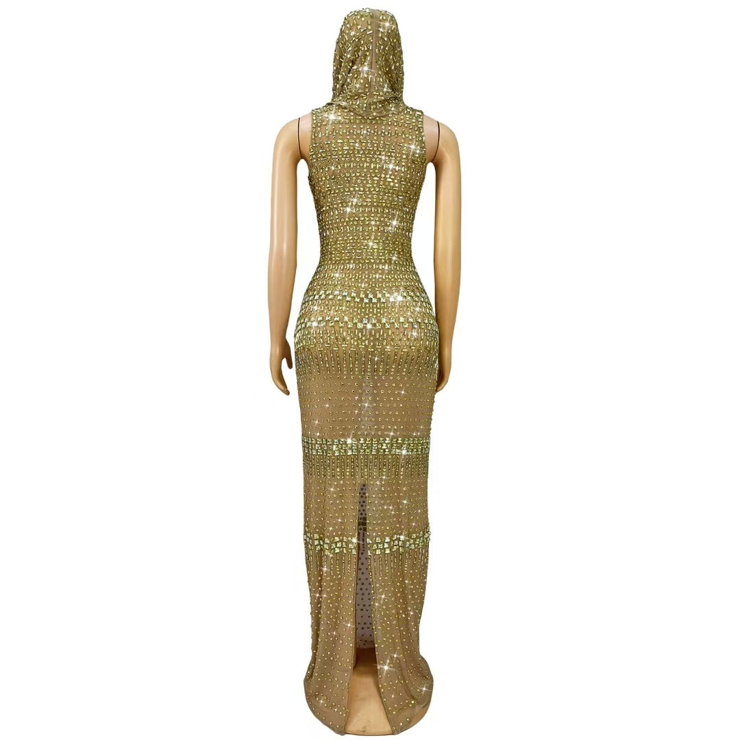 CELESINYI Maodou Crystal Hood Gown