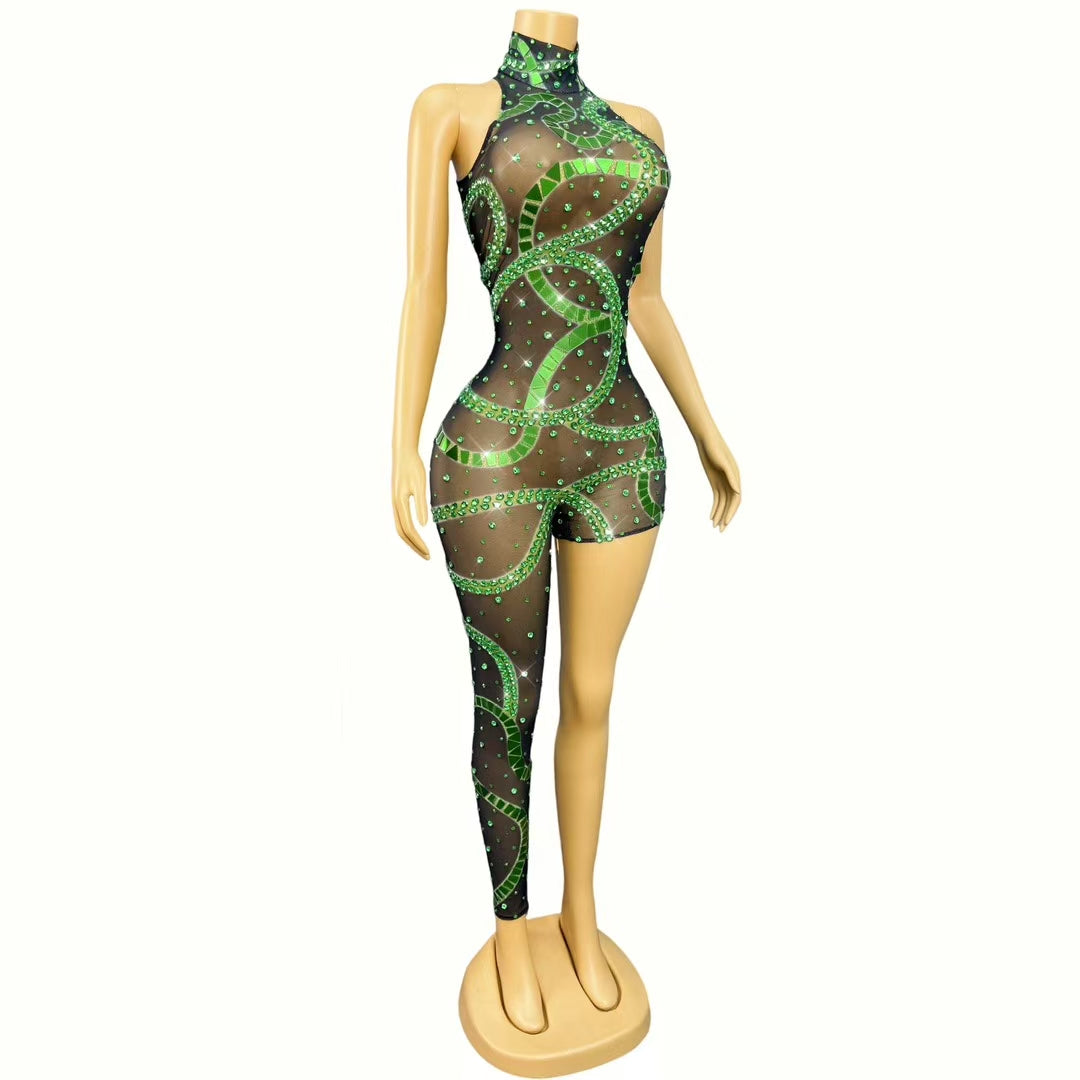 CELESINYI Panshe Crystal Snake Jumpsuit