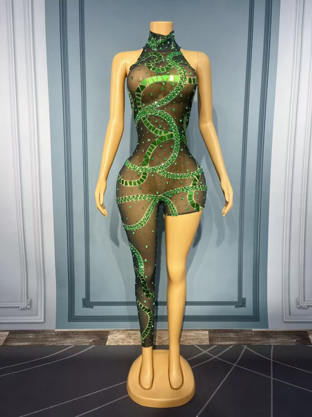 CELESINYI Panshe Crystal Snake Jumpsuit