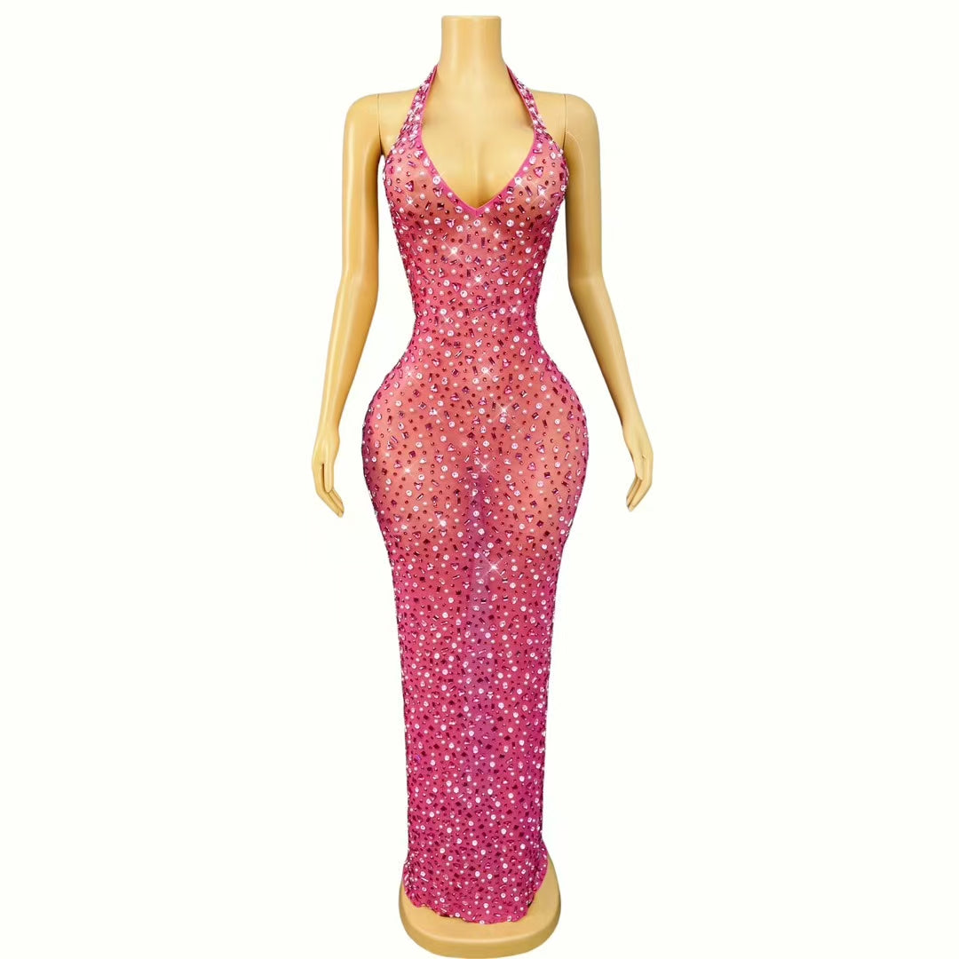 CELESINYI Fenhonghuiyi Crystal Pearl Gown