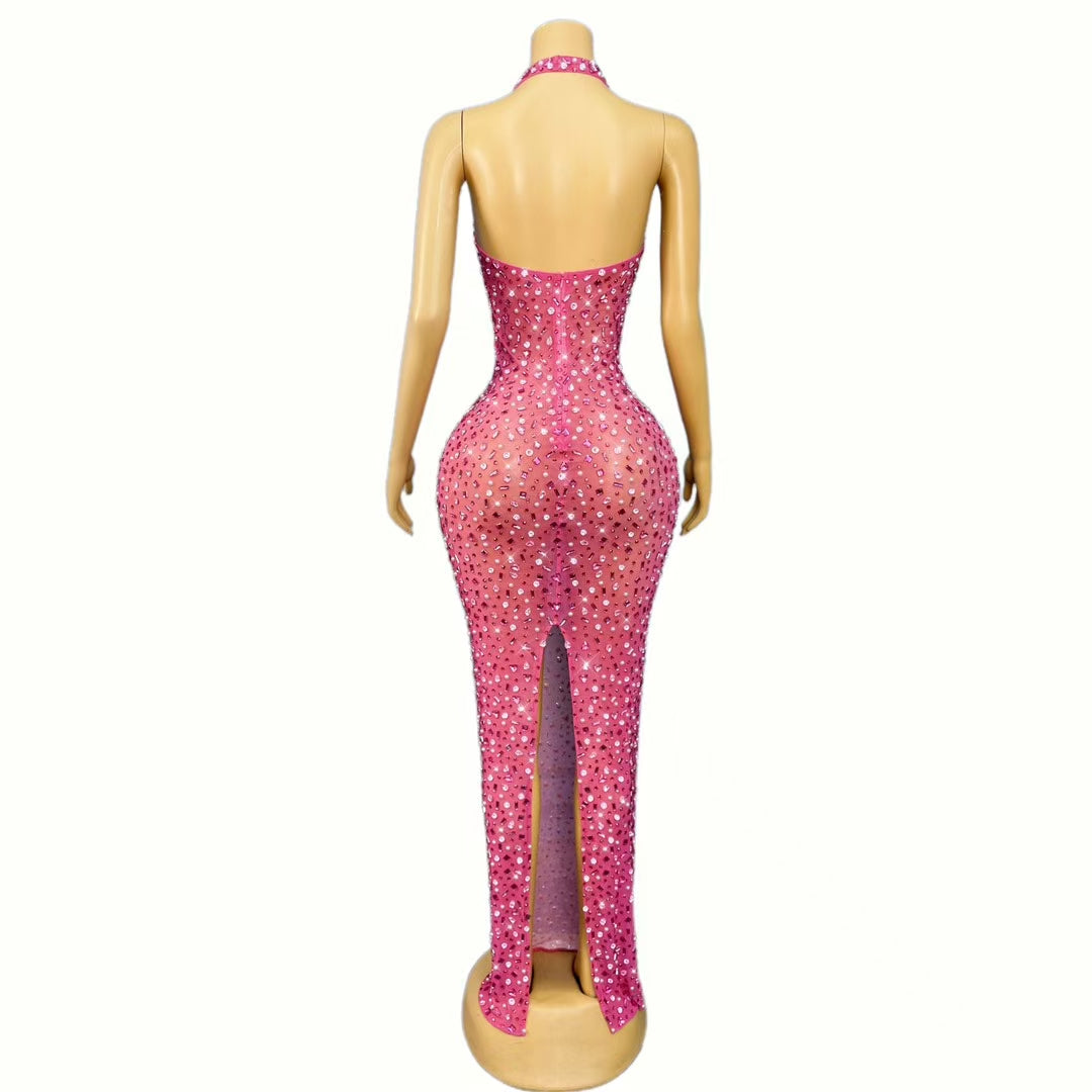 CELESINYI Fenhonghuiyi Crystal Pearl Gown