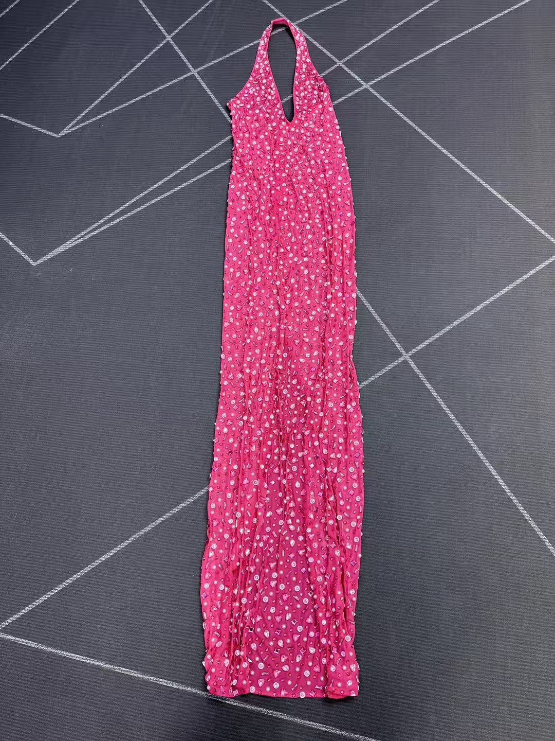 CELESINYI Fenhonghuiyi Crystal Pearl Gown