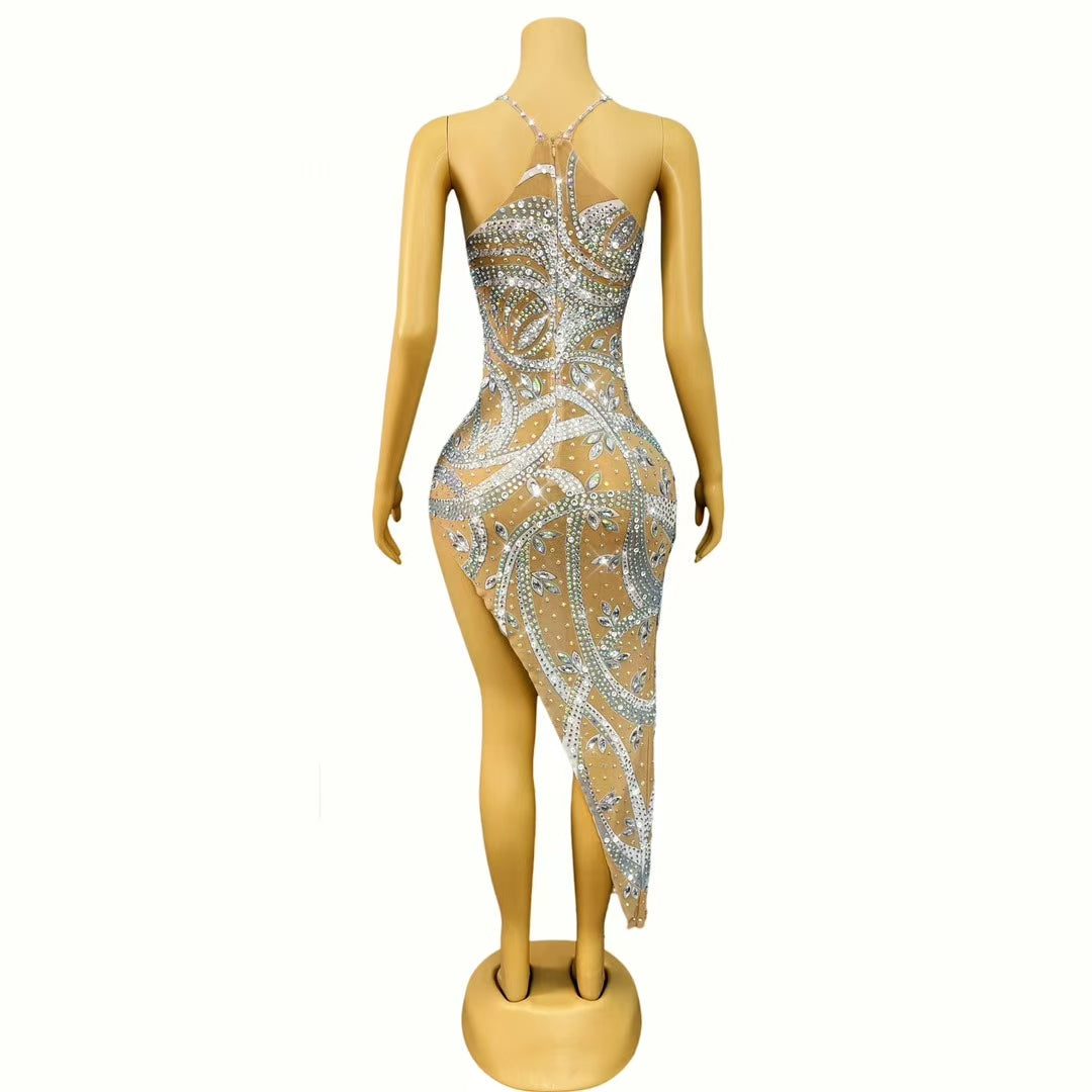 CELESINYI Jiaoye Crystal Leaf Gown
