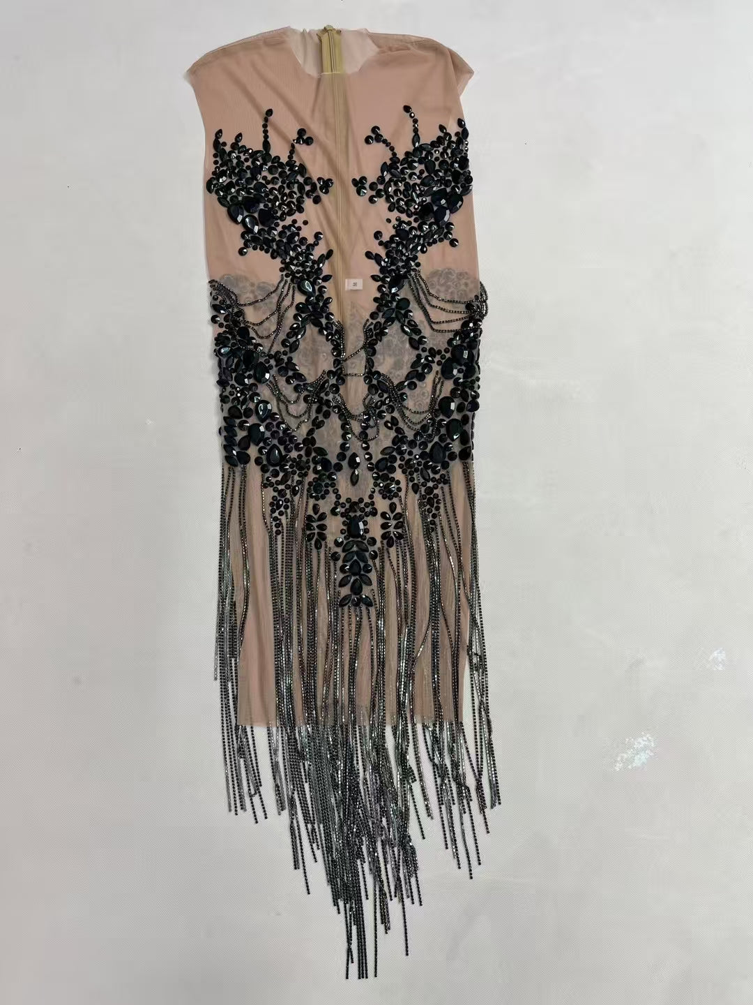 CELESINYI Zuanhua Crystal Black Mini Dress