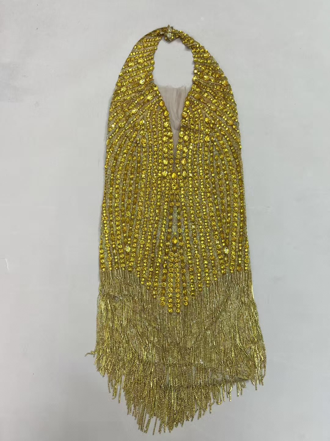 CELESINYI Jinchanzi Crystal Fringe Mini Dress