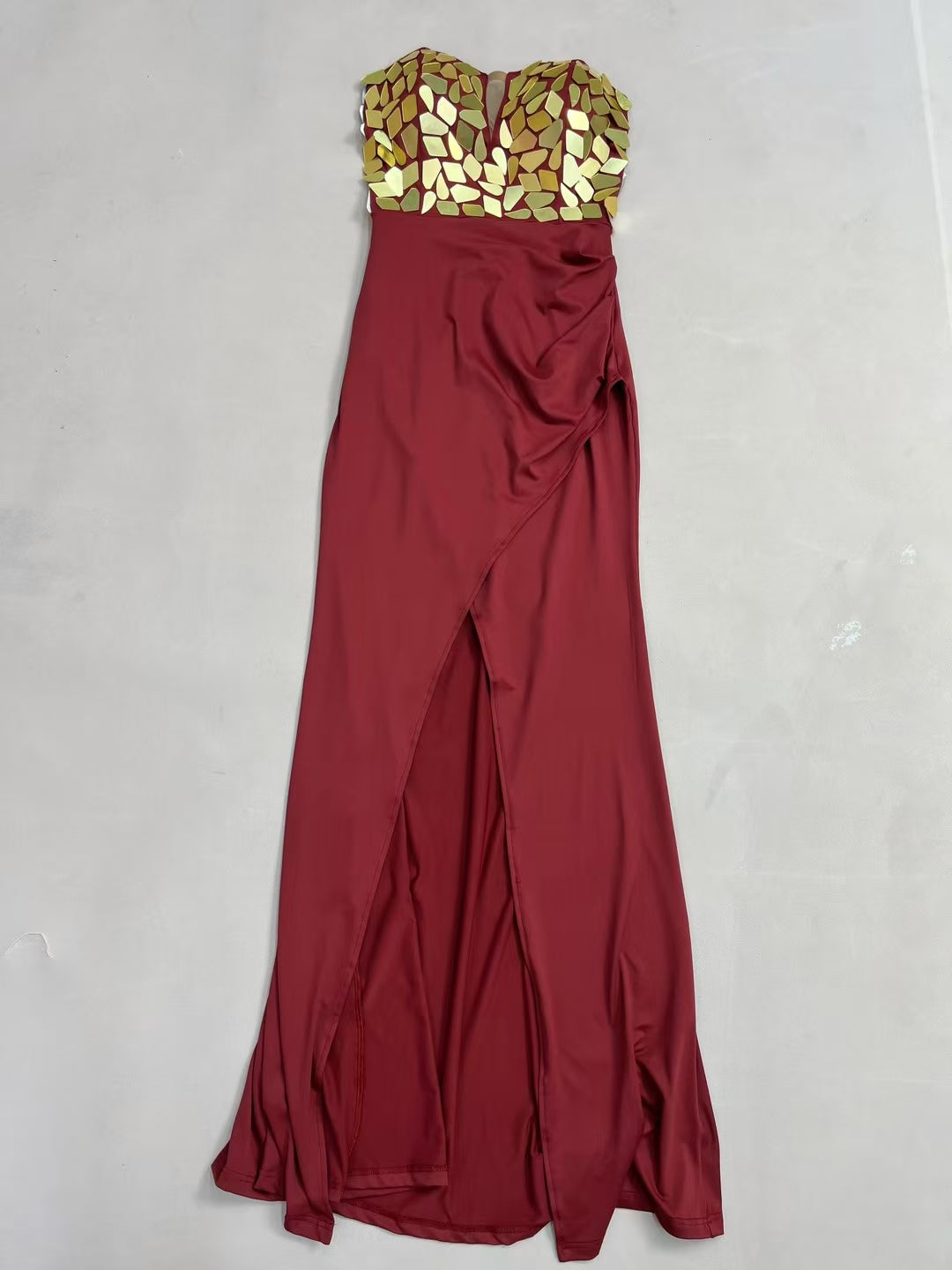 CELESINYI Lijin Crystal Gold Mirror Gown