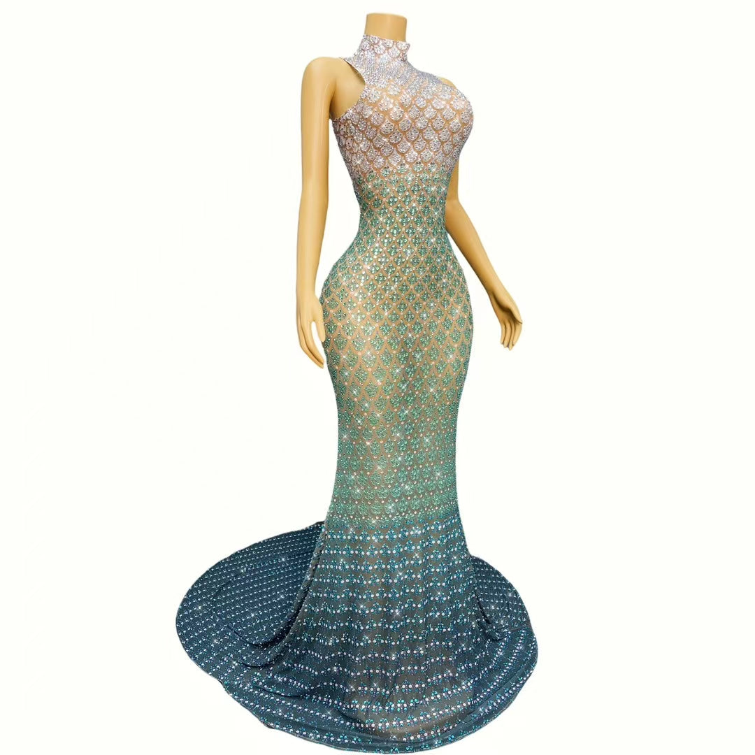 CELESINYI Qingshe Crystal Big Train Gown