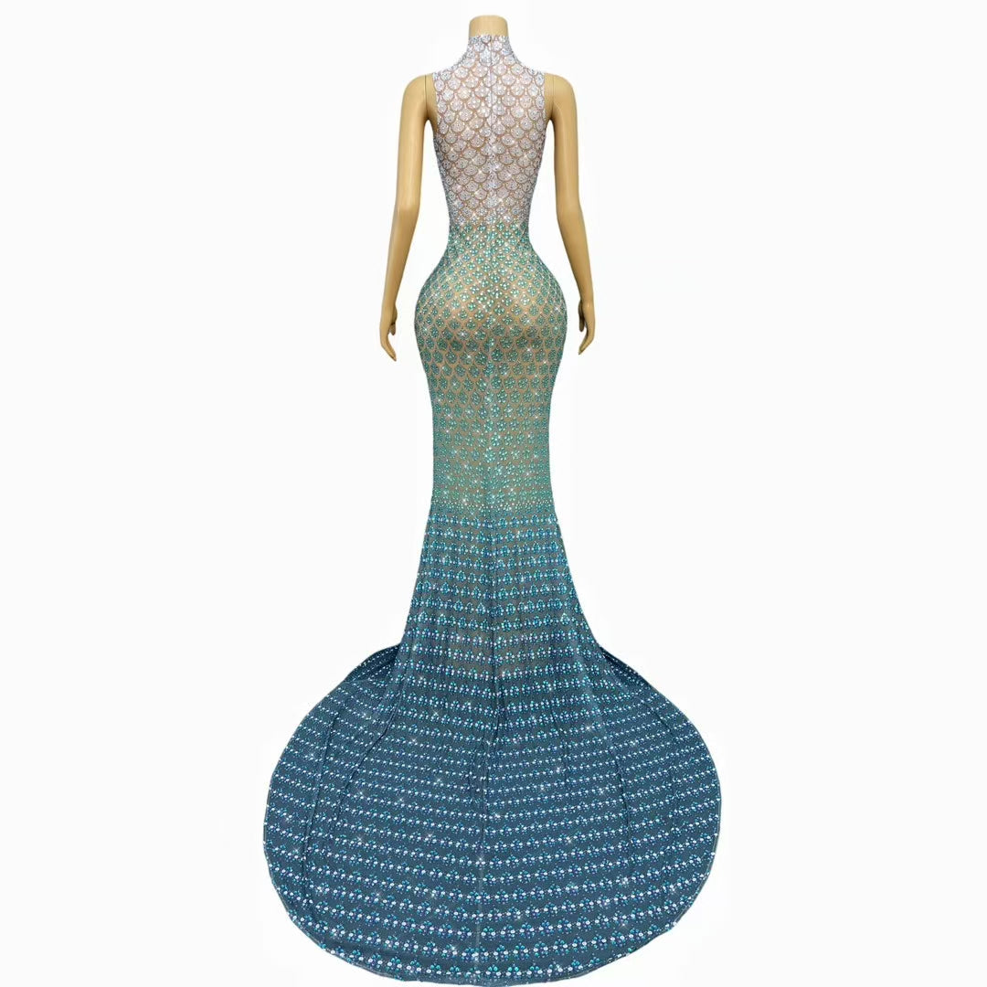 CELESINYI Qingshe Crystal Big Train Gown