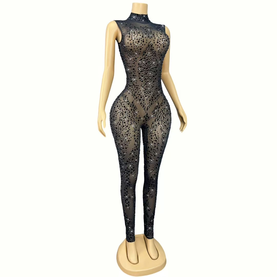 CELESINYI Quanhei Crystal Second Skin Jumpsuit