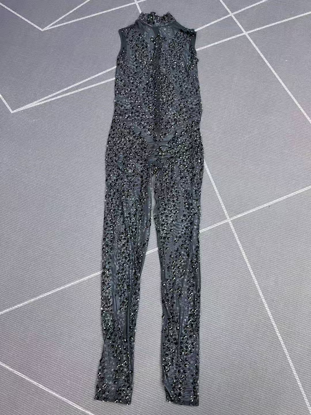CELESINYI Quanhei Crystal Second Skin Jumpsuit