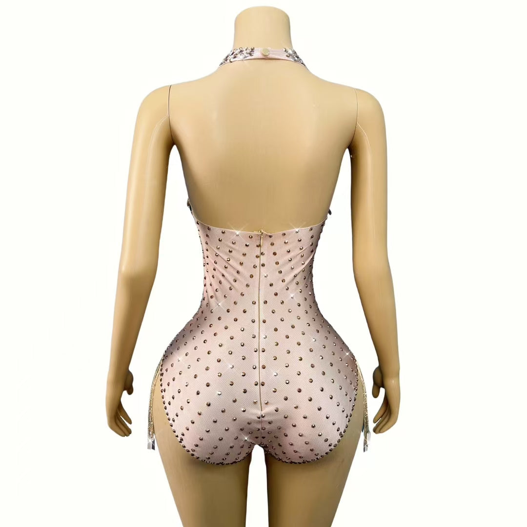 CELESINYI Jinbaobei Crystal Metallic Bodysuit