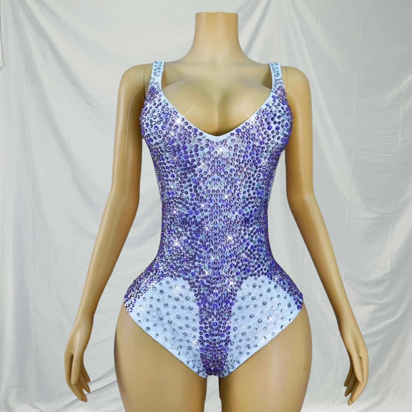 CELESINYI Yuncai Crystal Violet Mini Dress