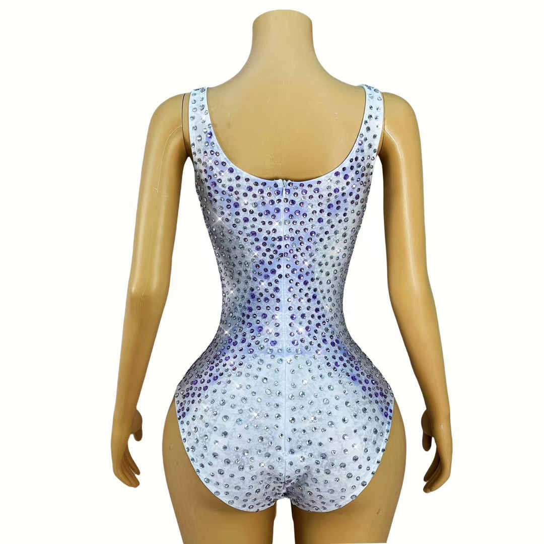 CELESINYI Yuncai Crystal Violet Mini Dress