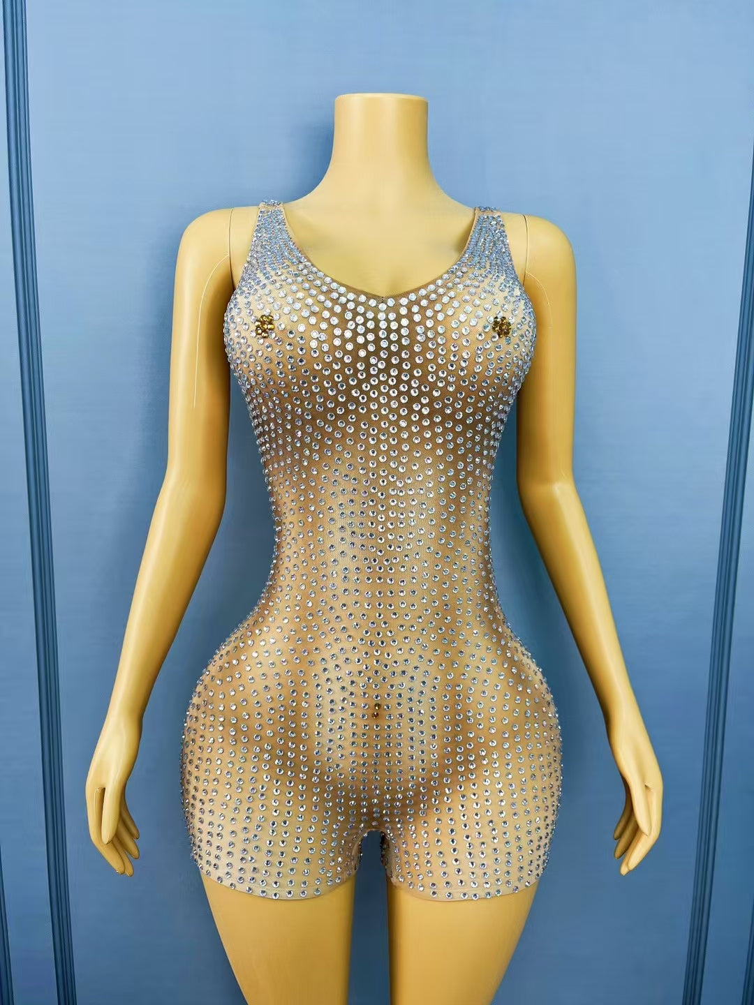 CELESINYI Guoguo Crystal Ice Blue Jumpsuit