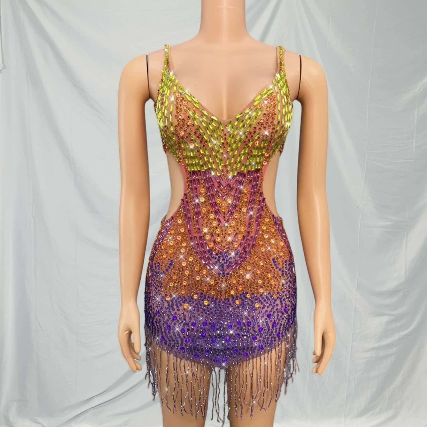 CELESINYI Juziye Crystal Tangerine Bodysuit