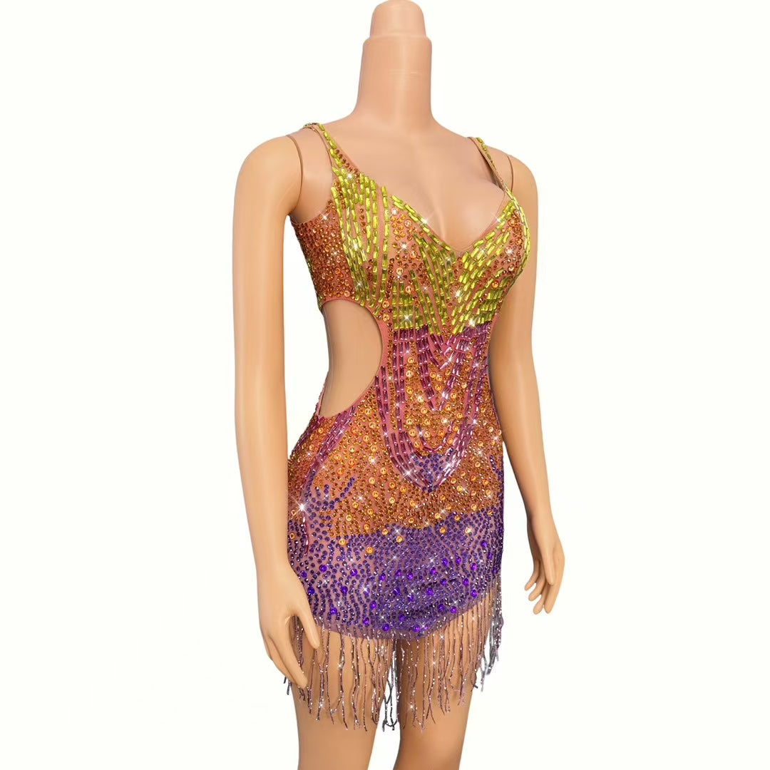 CELESINYI Juziye Crystal Tangerine Bodysuit