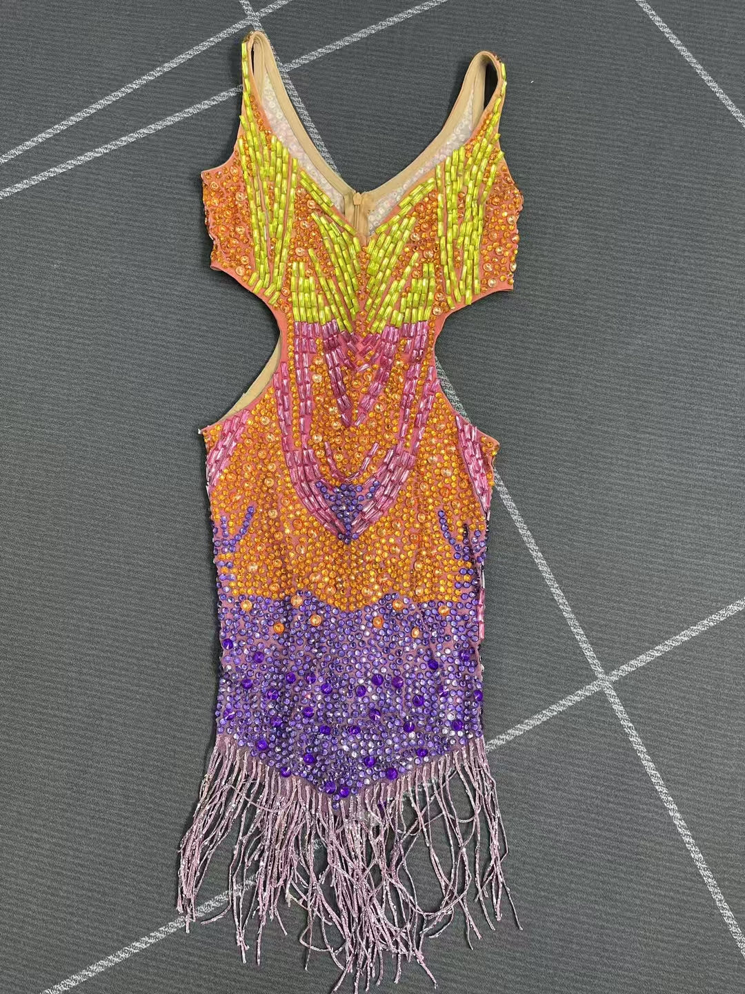 CELESINYI Juziye Crystal Tangerine Bodysuit