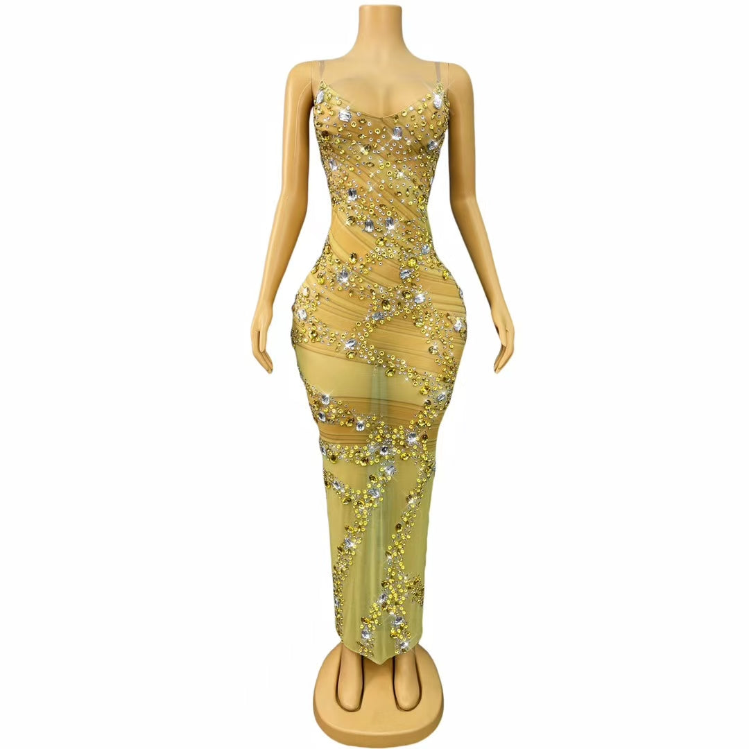 CELESINYI Jinsiduan Crystal Swirl Gown