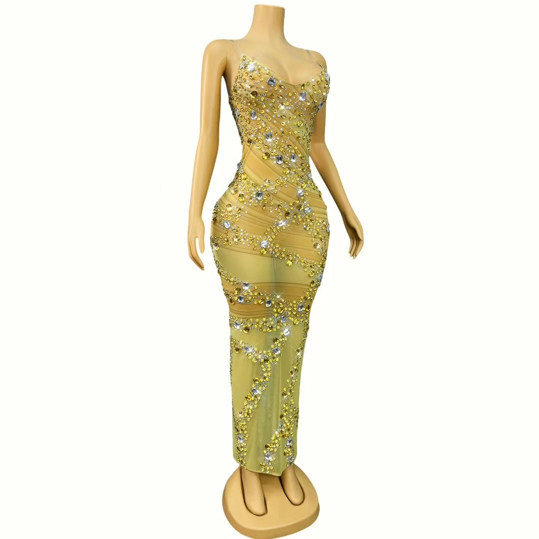 CELESINYI Jinsiduan Crystal Swirl Gown