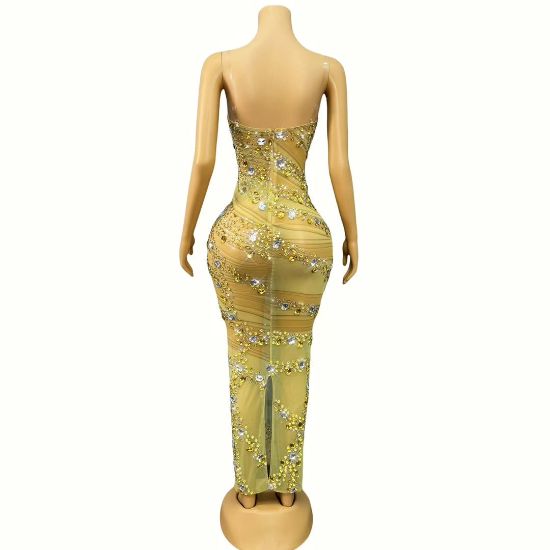 CELESINYI Jinsiduan Crystal Swirl Gown