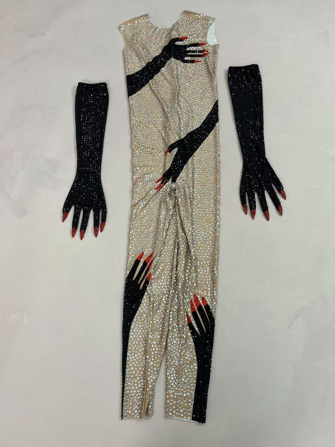 CELESINYI Heishoufubai Crystal Hand Catsuit