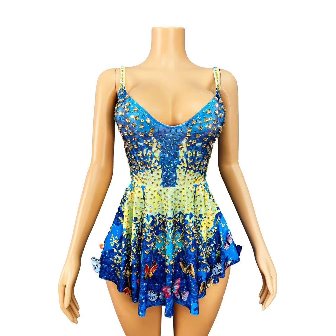 CELESINYI Jinlandie Crystal Butterfly Mini Dress