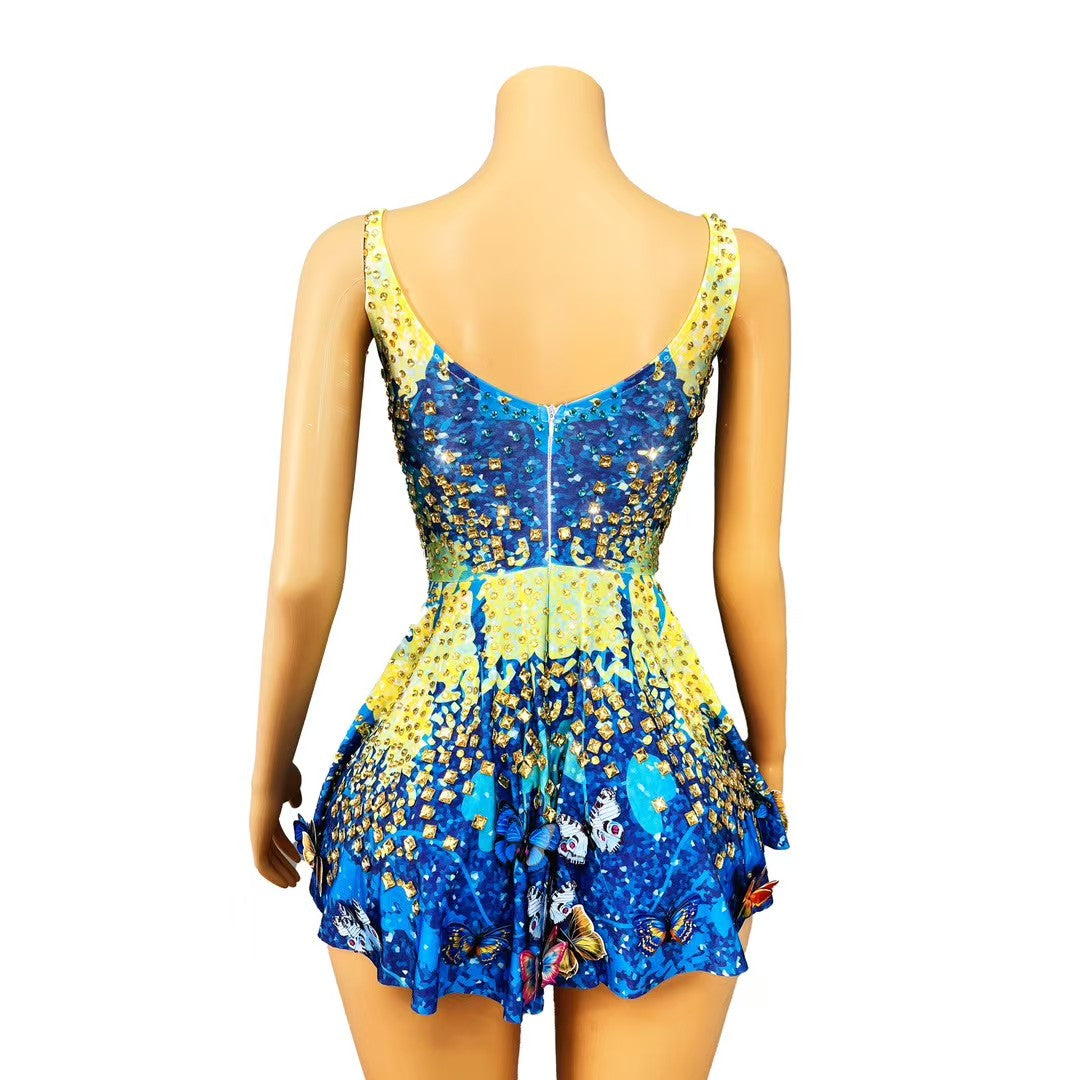 CELESINYI Jinlandie Crystal Butterfly Mini Dress