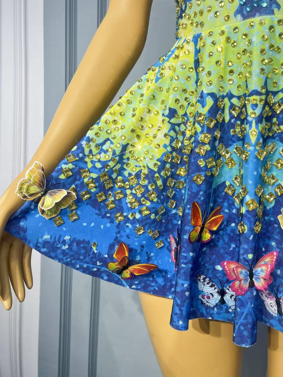 CELESINYI Jinlandie Crystal Butterfly Mini Dress