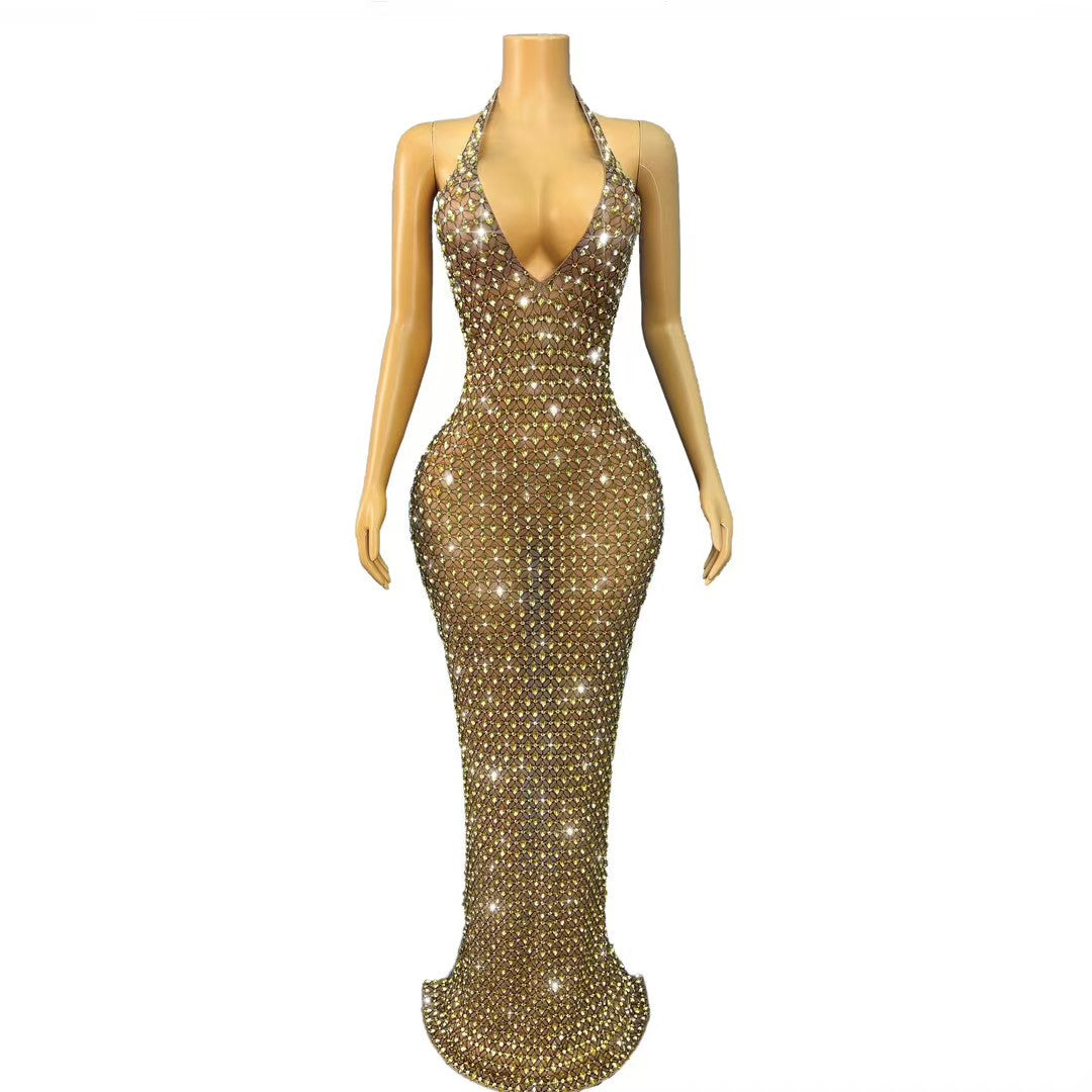 CELESINYI Jingejiema Crystal Golden Horse Gown