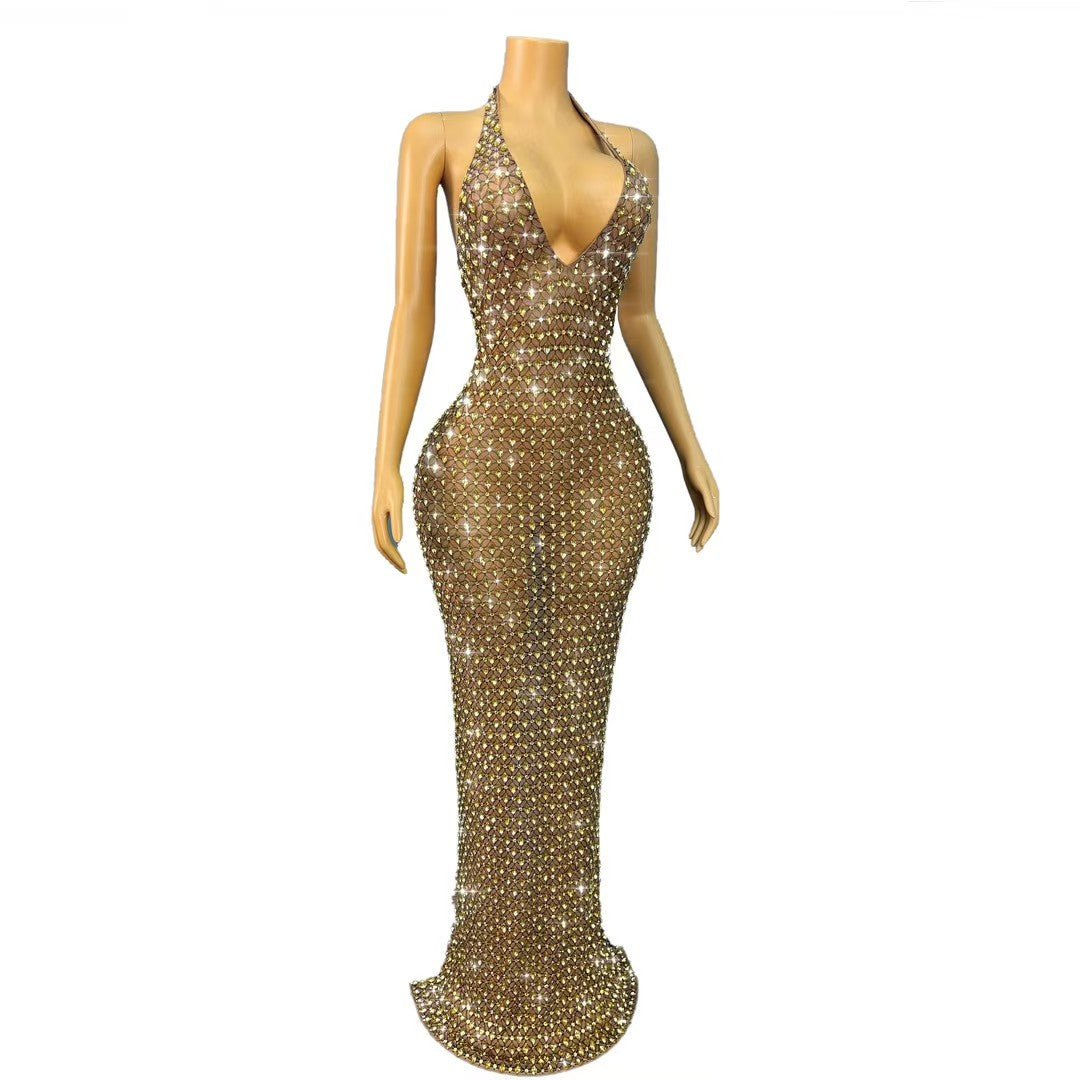 CELESINYI Jingejiema Crystal Golden Horse Gown