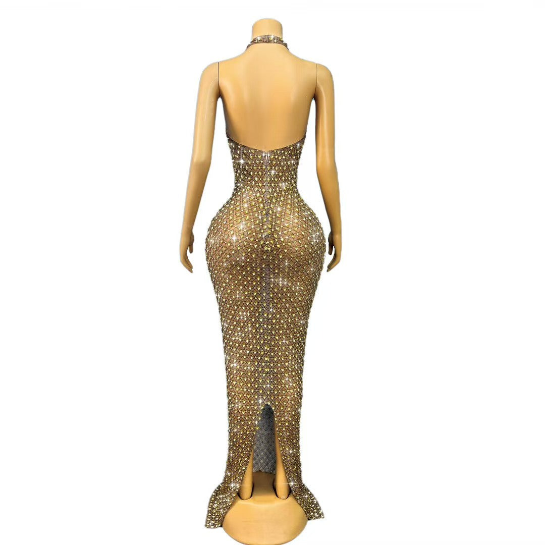 CELESINYI Jingejiema Crystal Golden Horse Gown