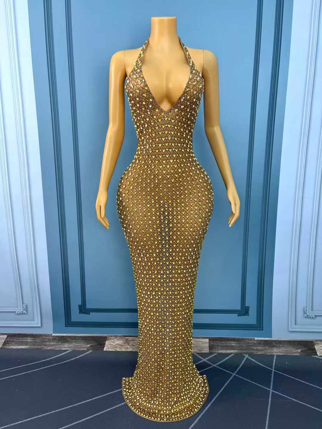 CELESINYI Jingejiema Crystal Golden Horse Gown
