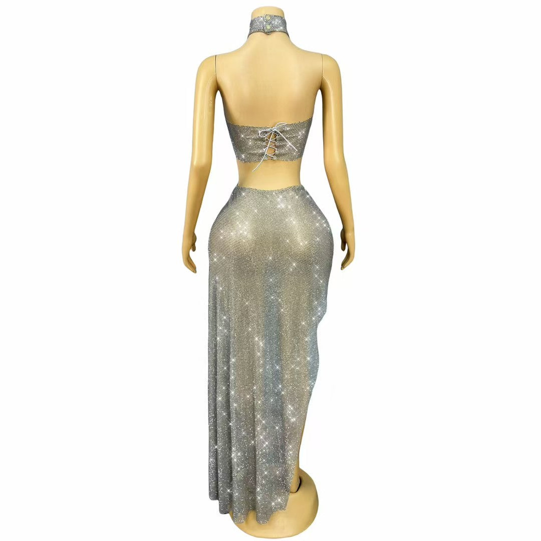CELESINYI Huiwangzuan Crystal Maxi Skirt