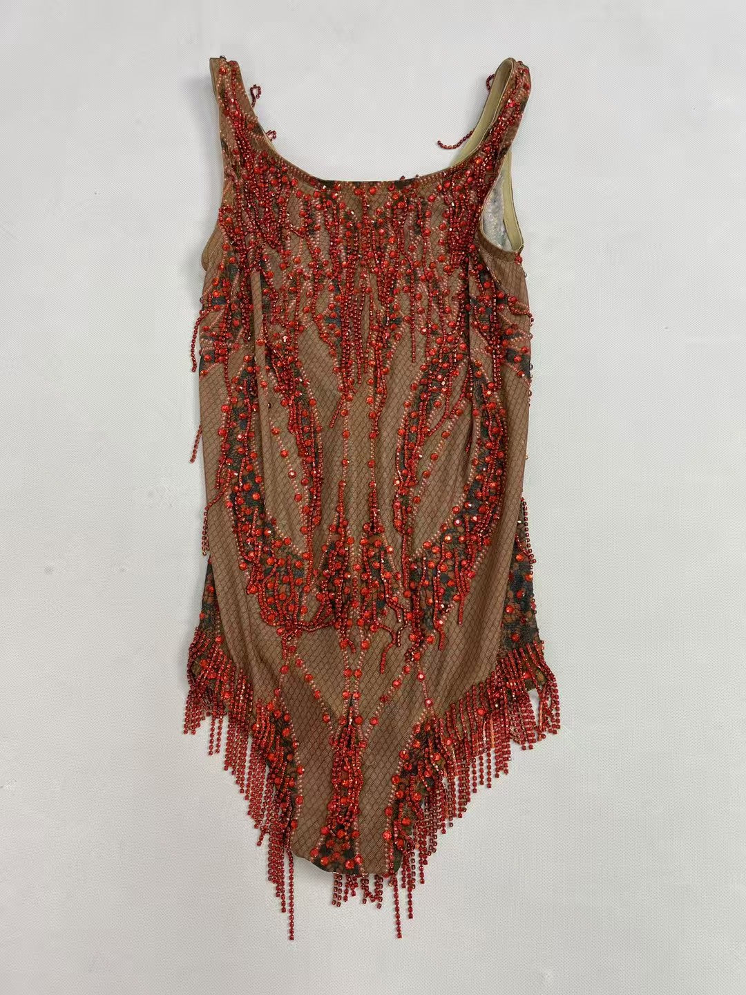 CELESINYI Honghuahui Crystal Red Mini Dress