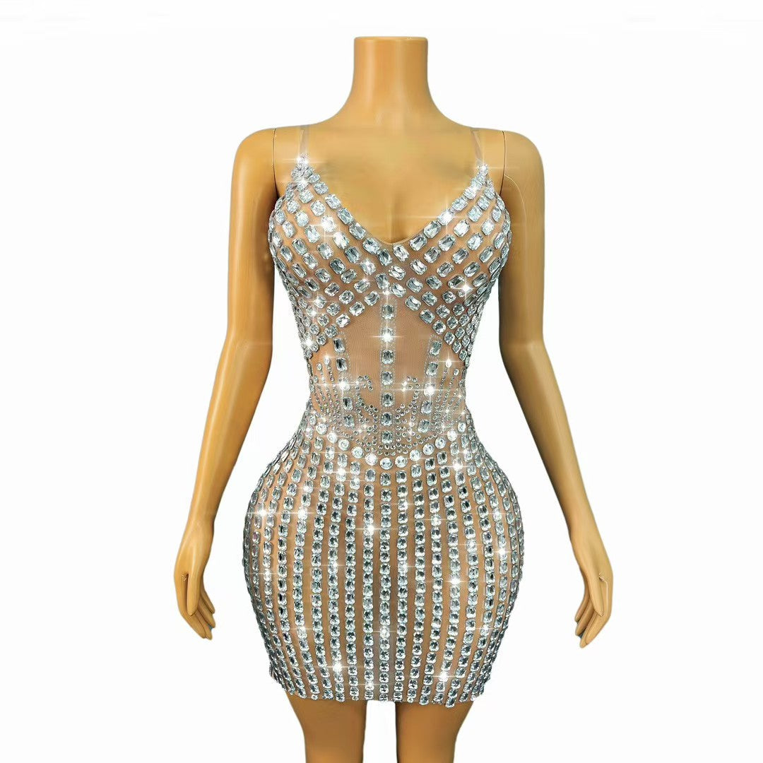 CELESINYI Yuandunpai Crystal Skin Shield Mini Dress