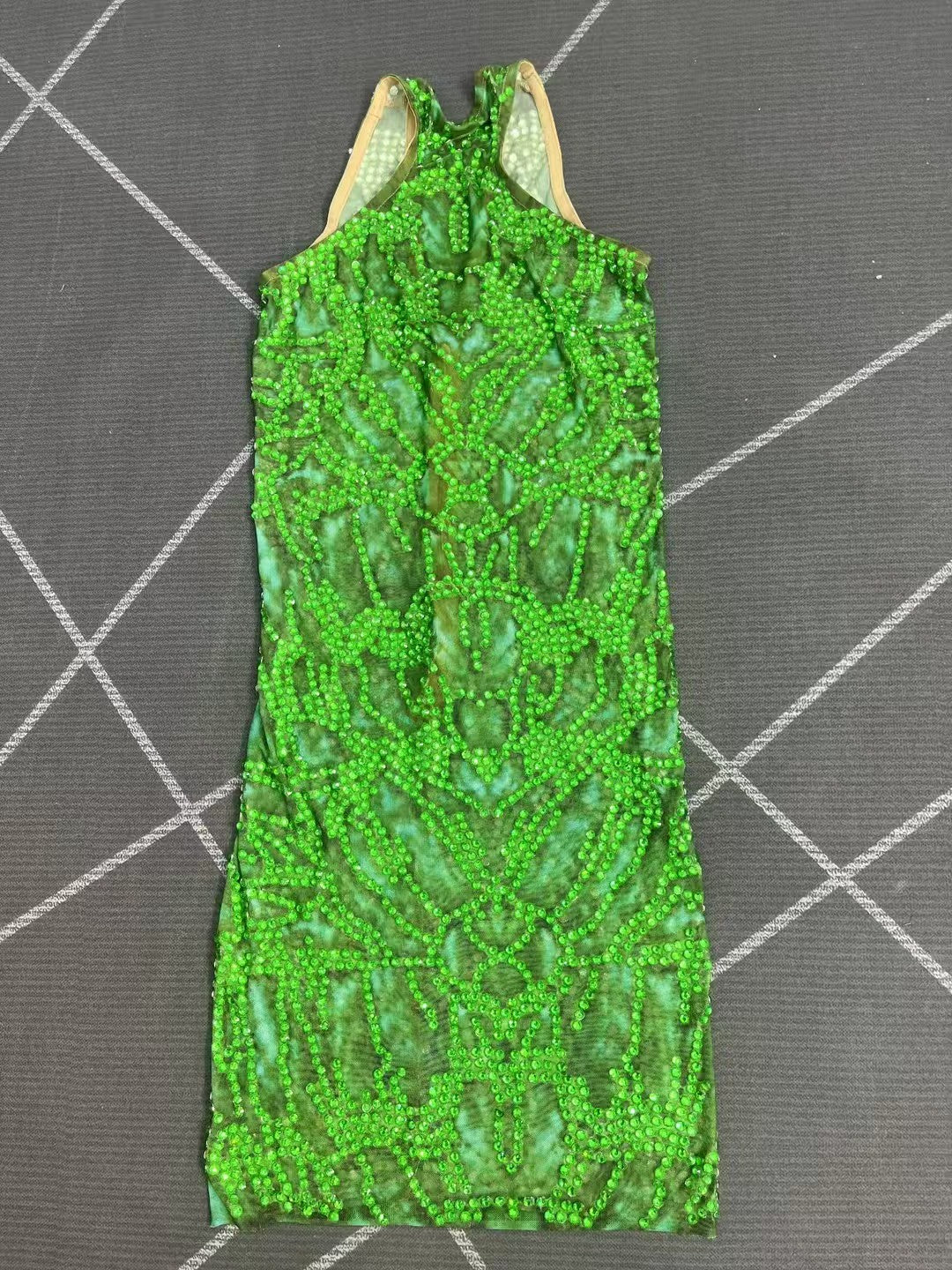 CELESINYI Anyinglv Crystal Emerald Mini Dress