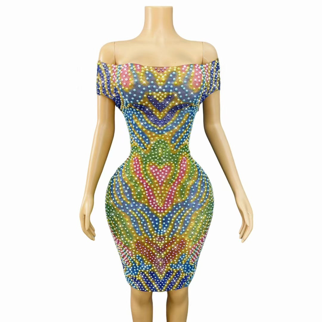 CELESINYI Huancaiwen Crystal Kaleidoscope Mini Dress