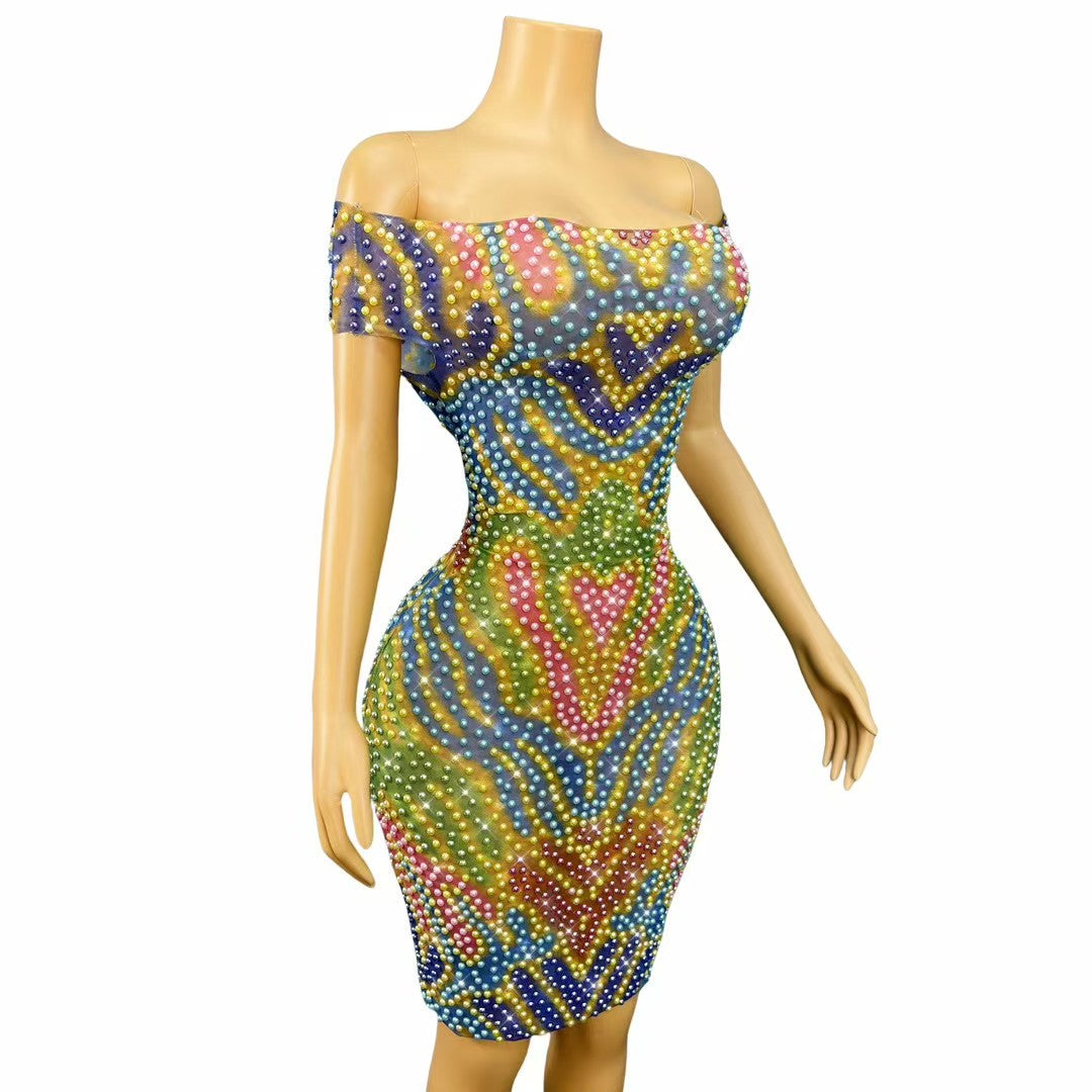 CELESINYI Huancaiwen Crystal Kaleidoscope Mini Dress