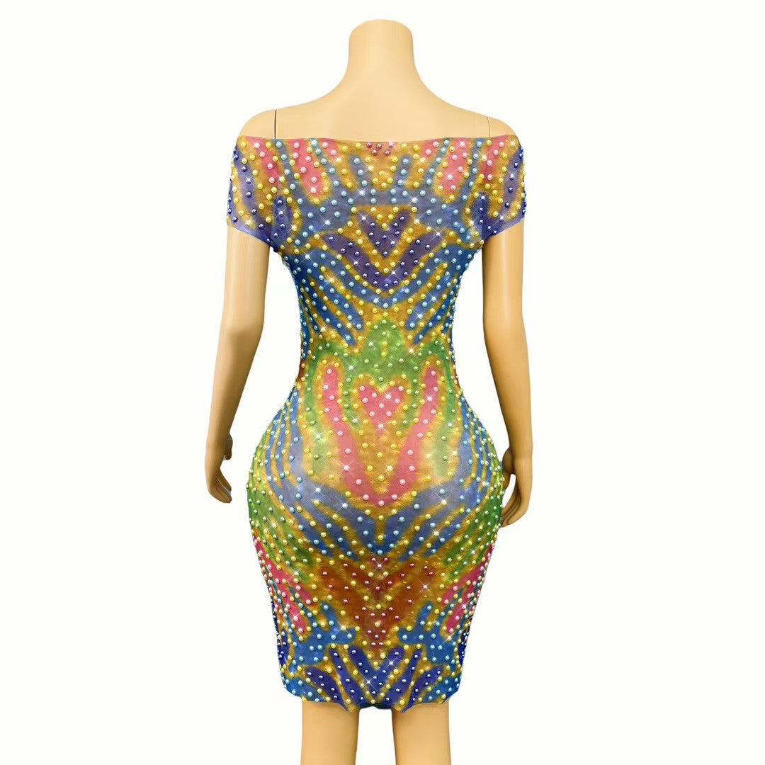 CELESINYI Huancaiwen Crystal Kaleidoscope Mini Dress