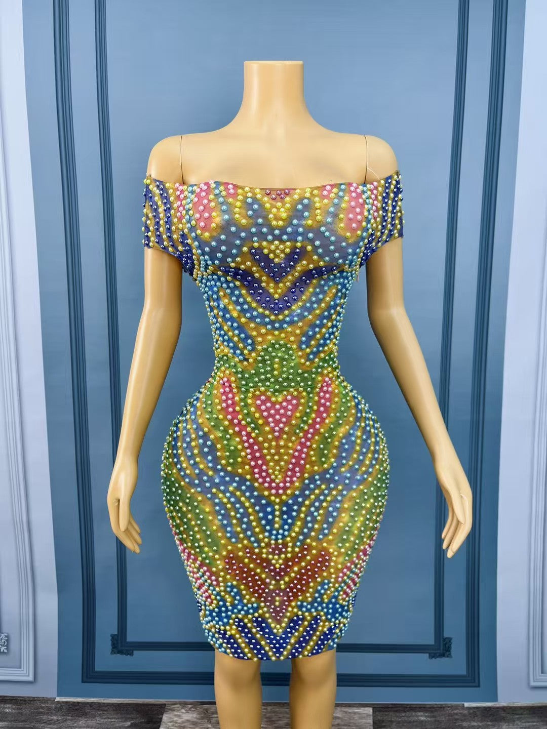 CELESINYI Huancaiwen Crystal Kaleidoscope Mini Dress